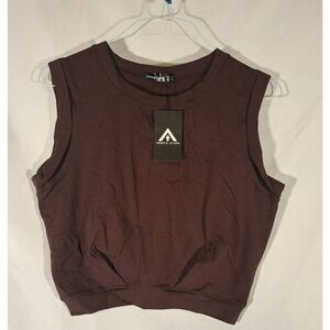 Arrive Guide Ladies Sleeveless Muscle Crop Top Brown Size Medium‎ NEW